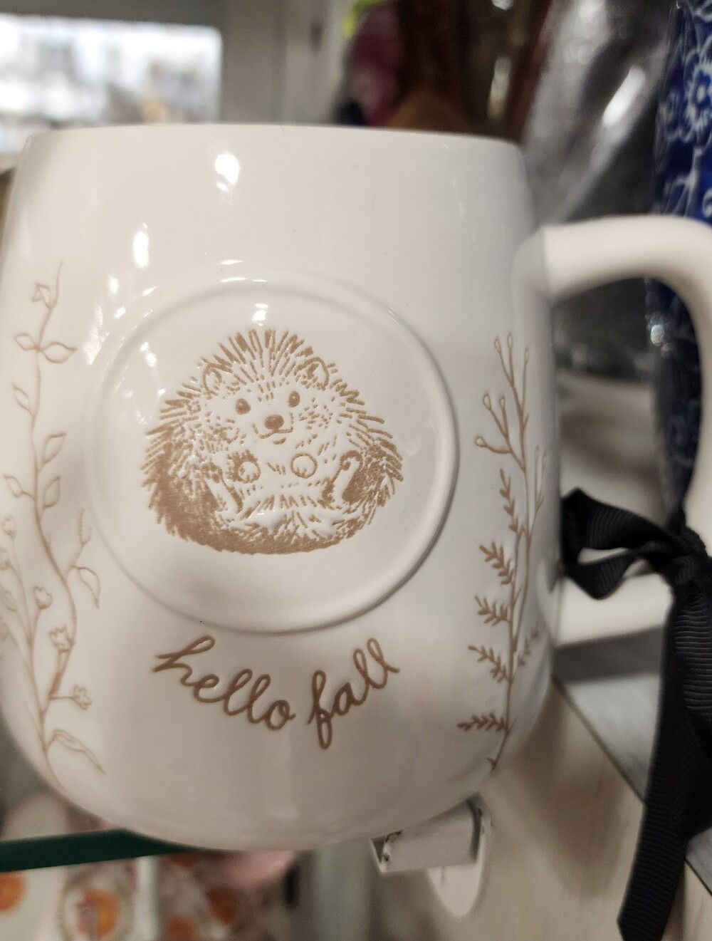 Rae Dunn Hello Fall White Ceramic Hedgehog Mug